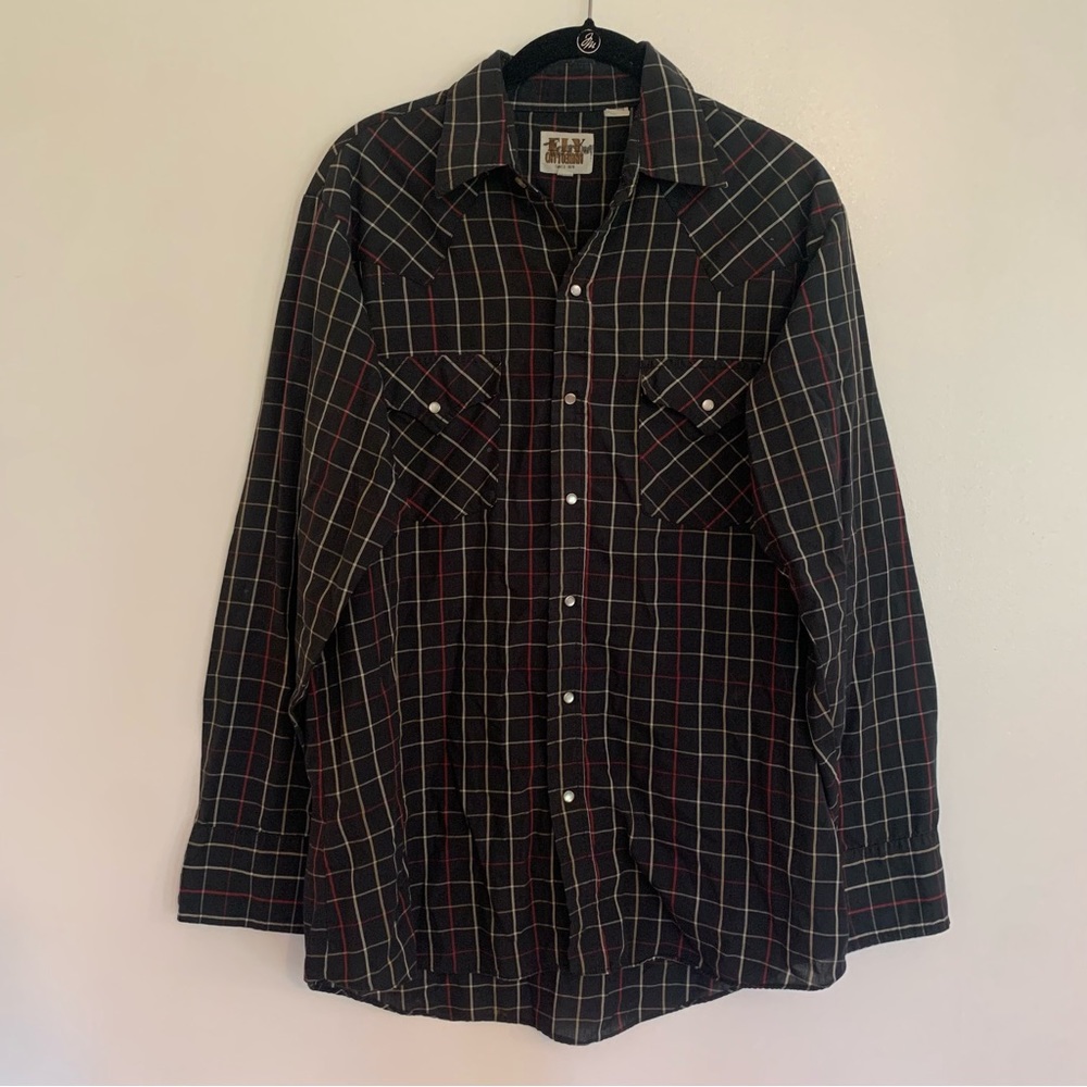 Ely Cattleman Pearl Snap Western Shirt Size Medium
